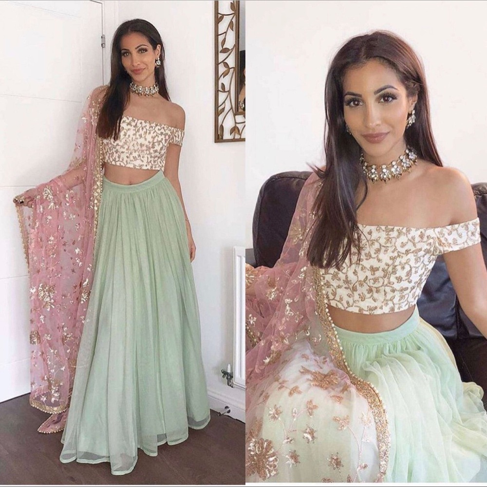 Off the shoulder Lengha traditional Indian dress